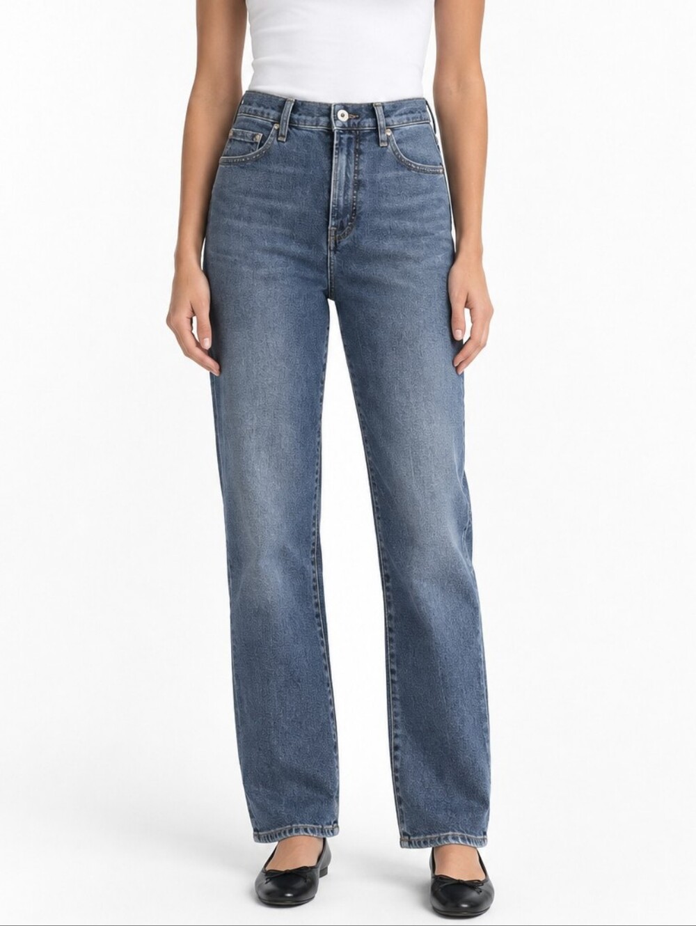 Everlane High-Key Stovepipe Straight Leg Jeans Medium Wash Blue Denim High Rise